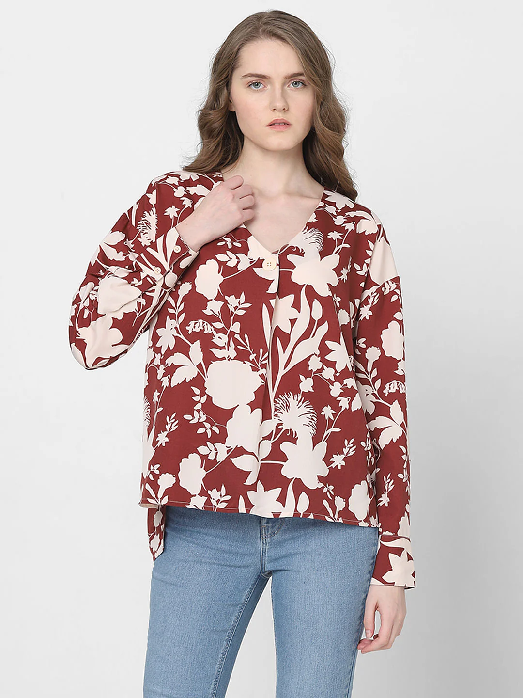 Beige Floral Print Top - Image 2