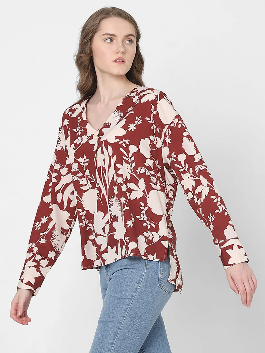 Beige Floral Print Top - Image 3