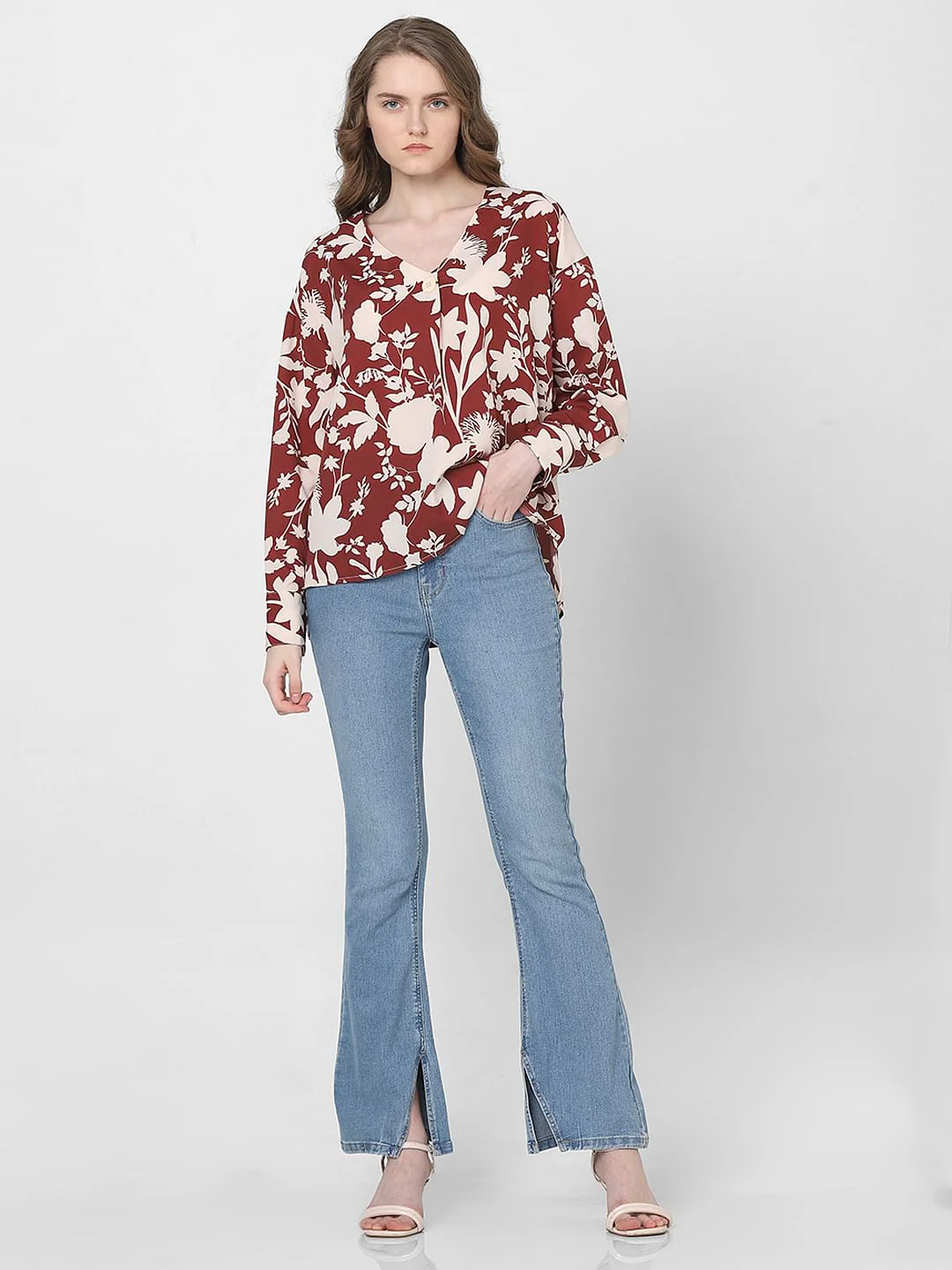 Beige Floral Print Top - Image 5