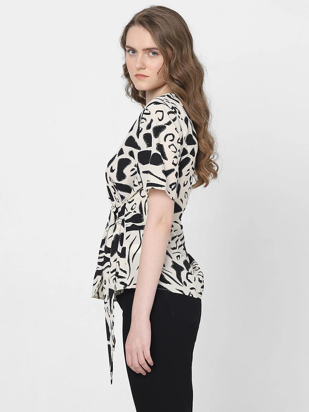 Black Abstract Print Top - Image 3