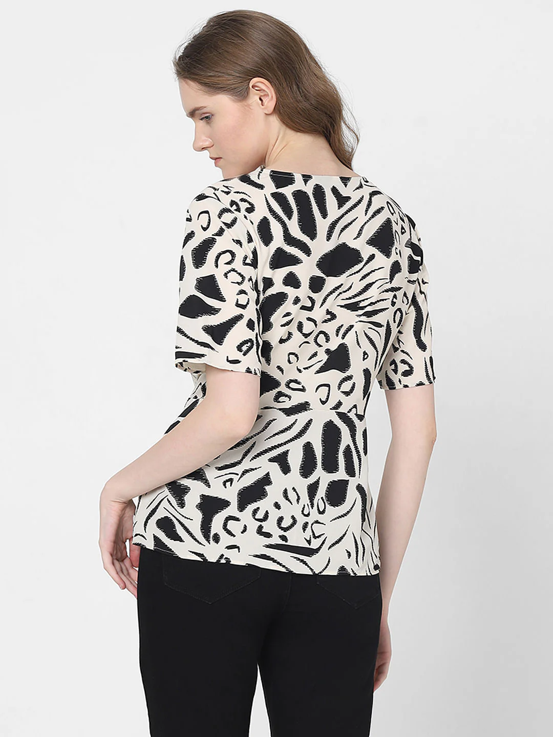 Black Abstract Print Top - Image 4