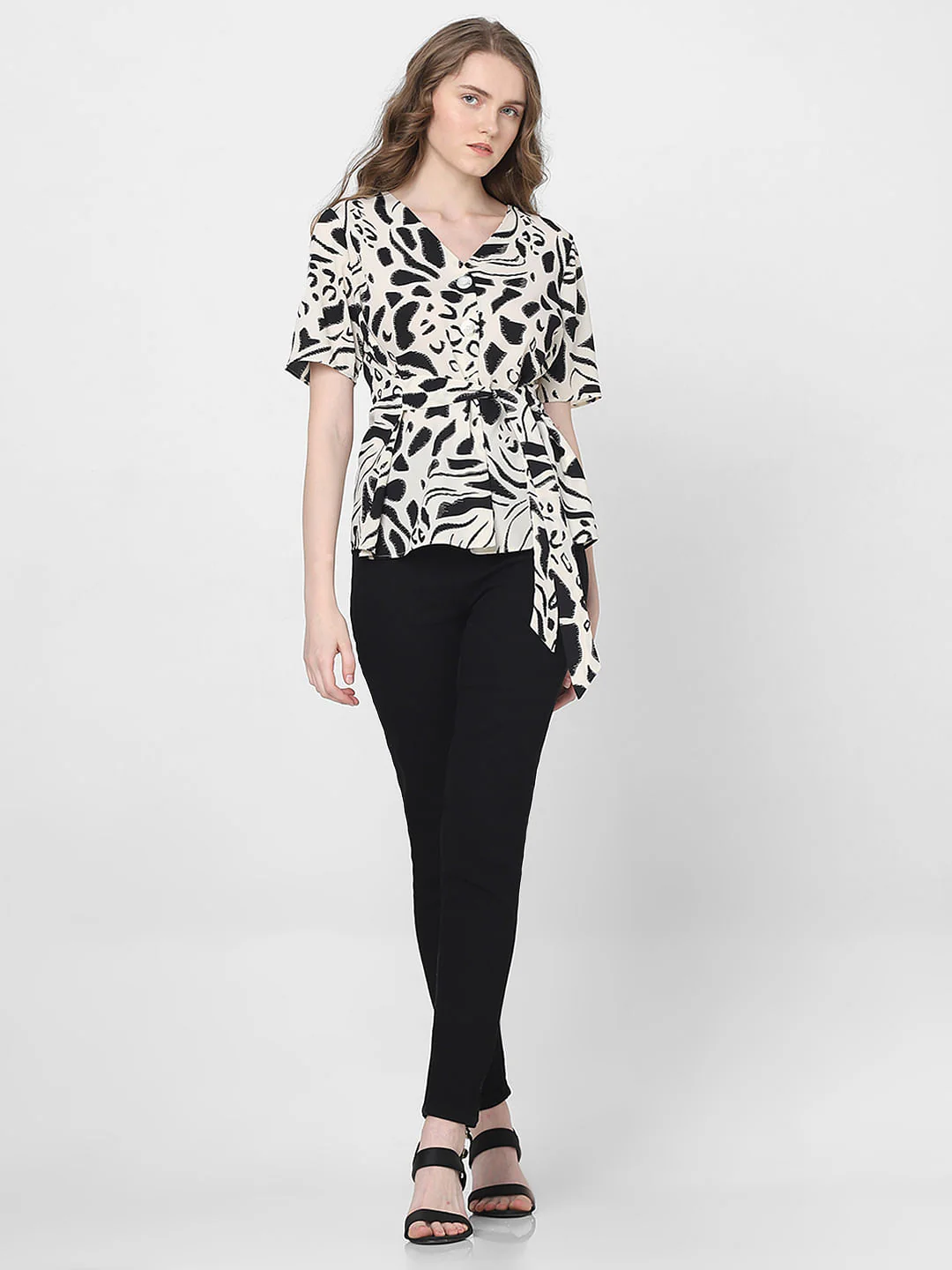 Black Abstract Print Top - Image 5