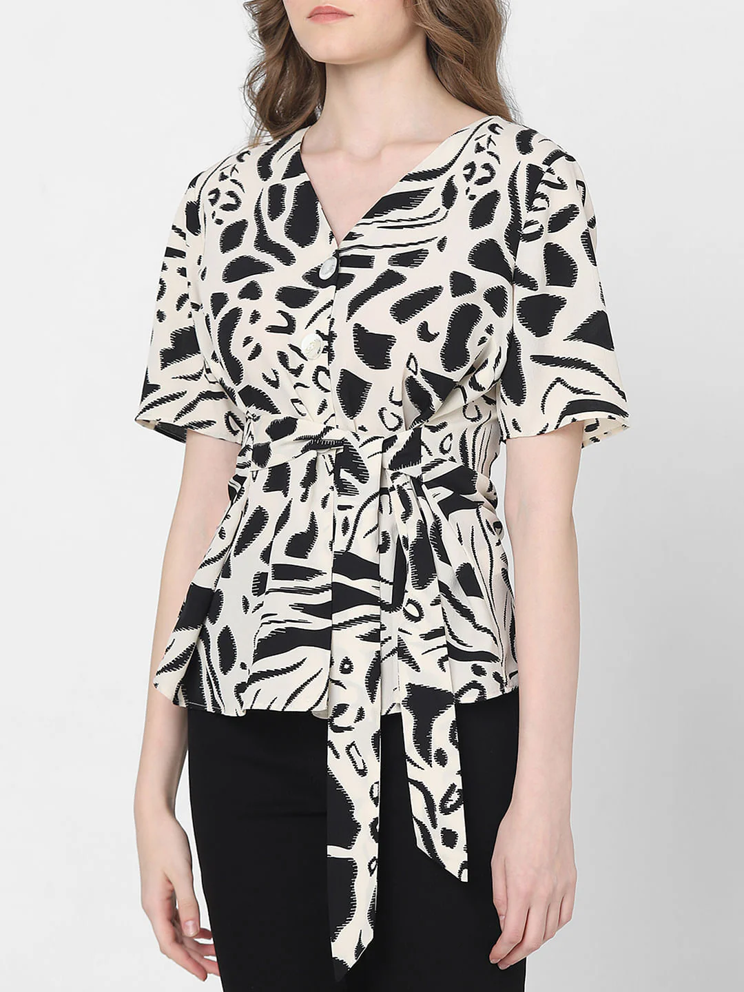 Black Abstract Print Top - Image 6