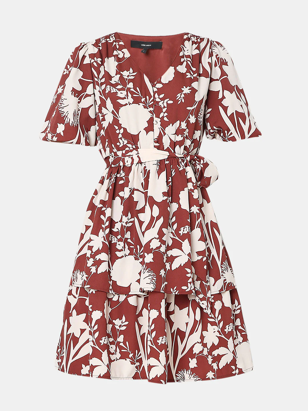 Brown Floral Fit & Flare Dress - Image 7
