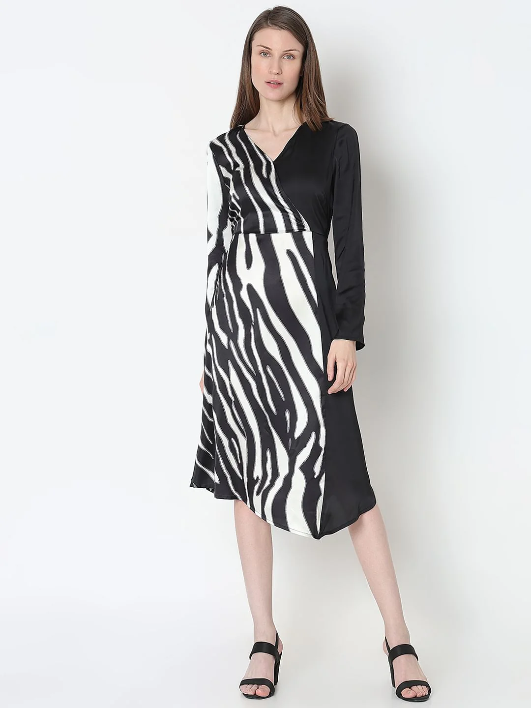 Black Zebra Print Wrap Dress - Image 2