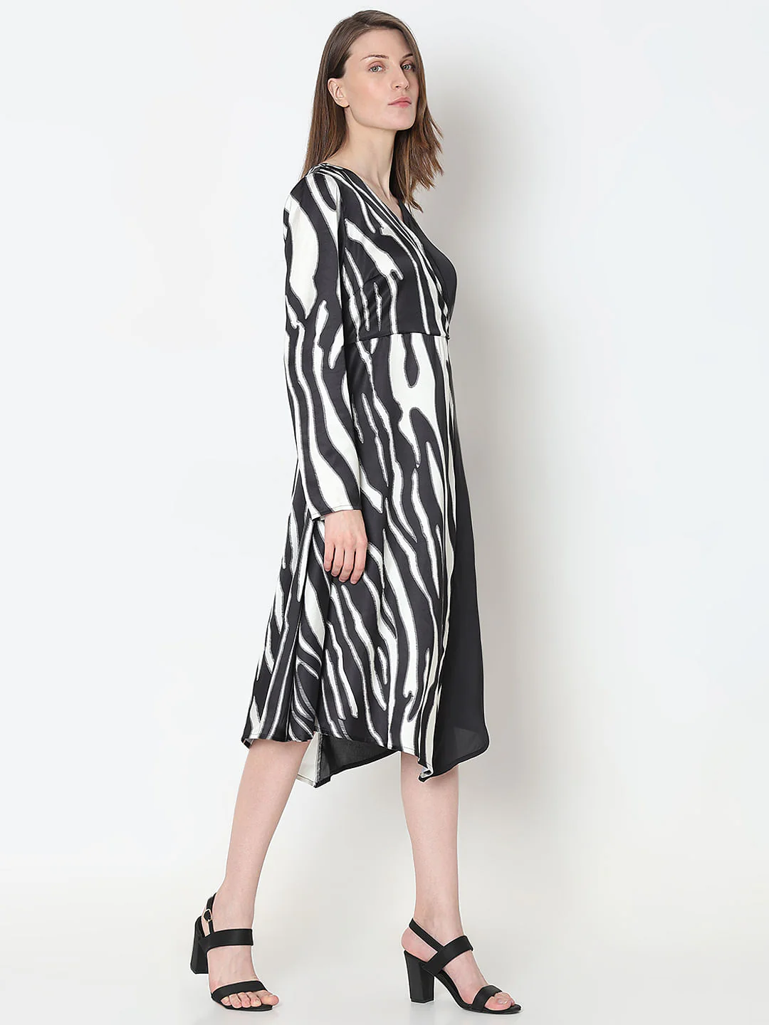 Black Zebra Print Wrap Dress - Image 3