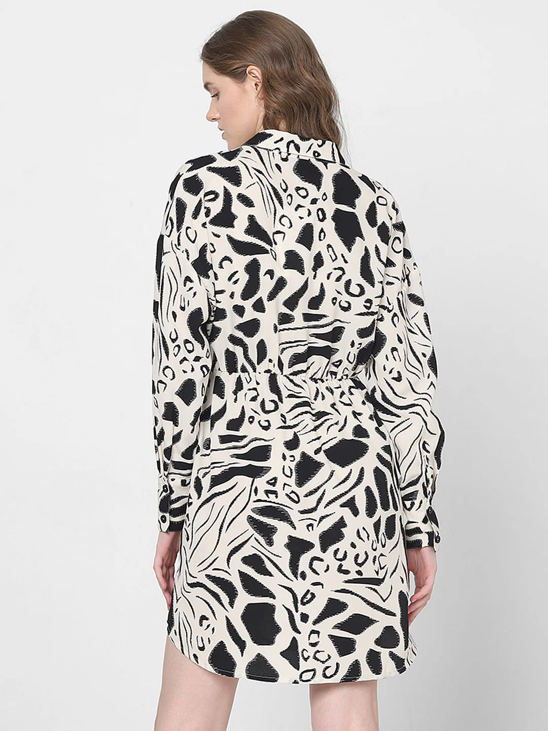 Black Abstract Print Shirt Dress - Image 4