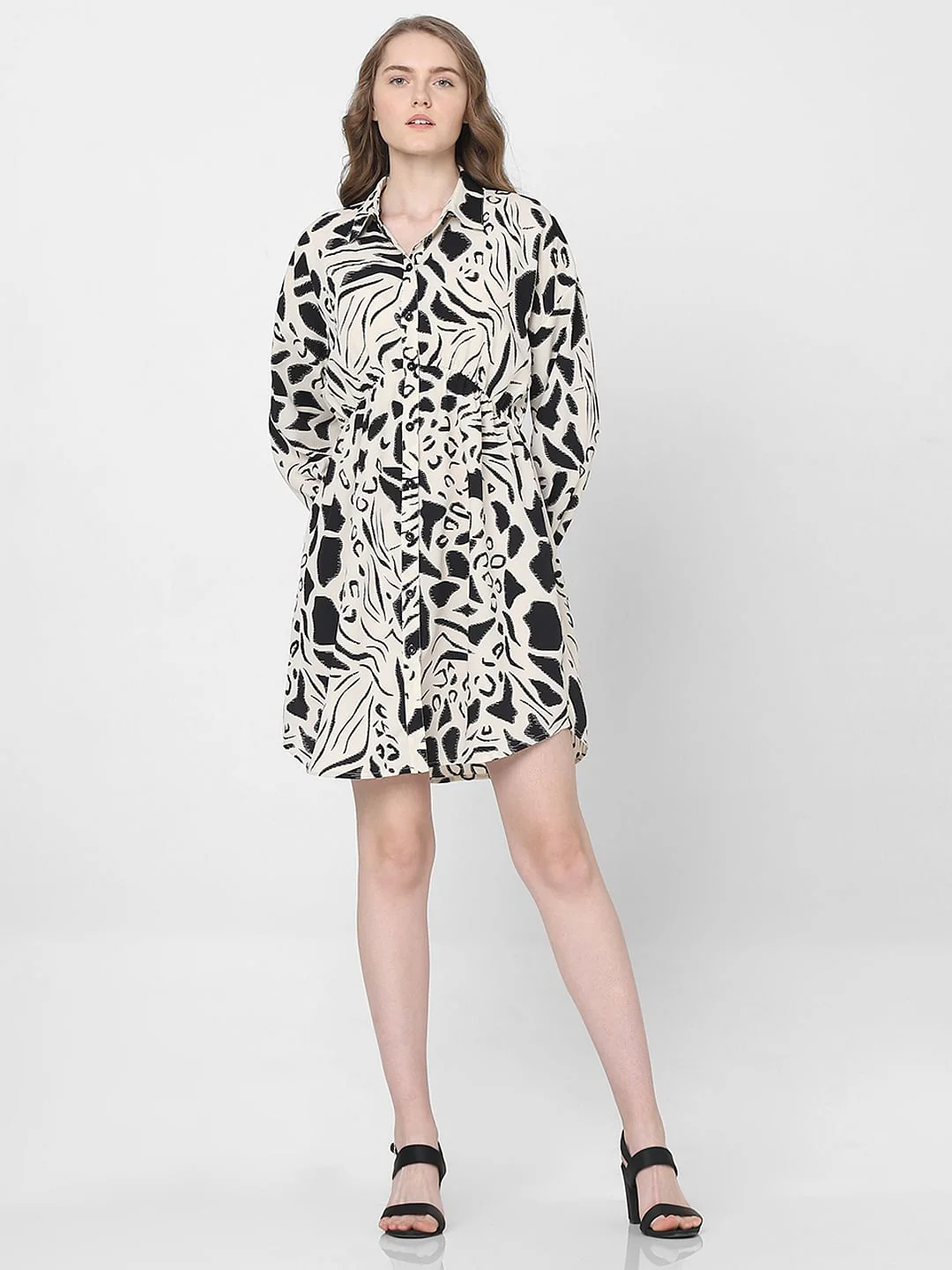 Black Abstract Print Shirt Dress - Image 5