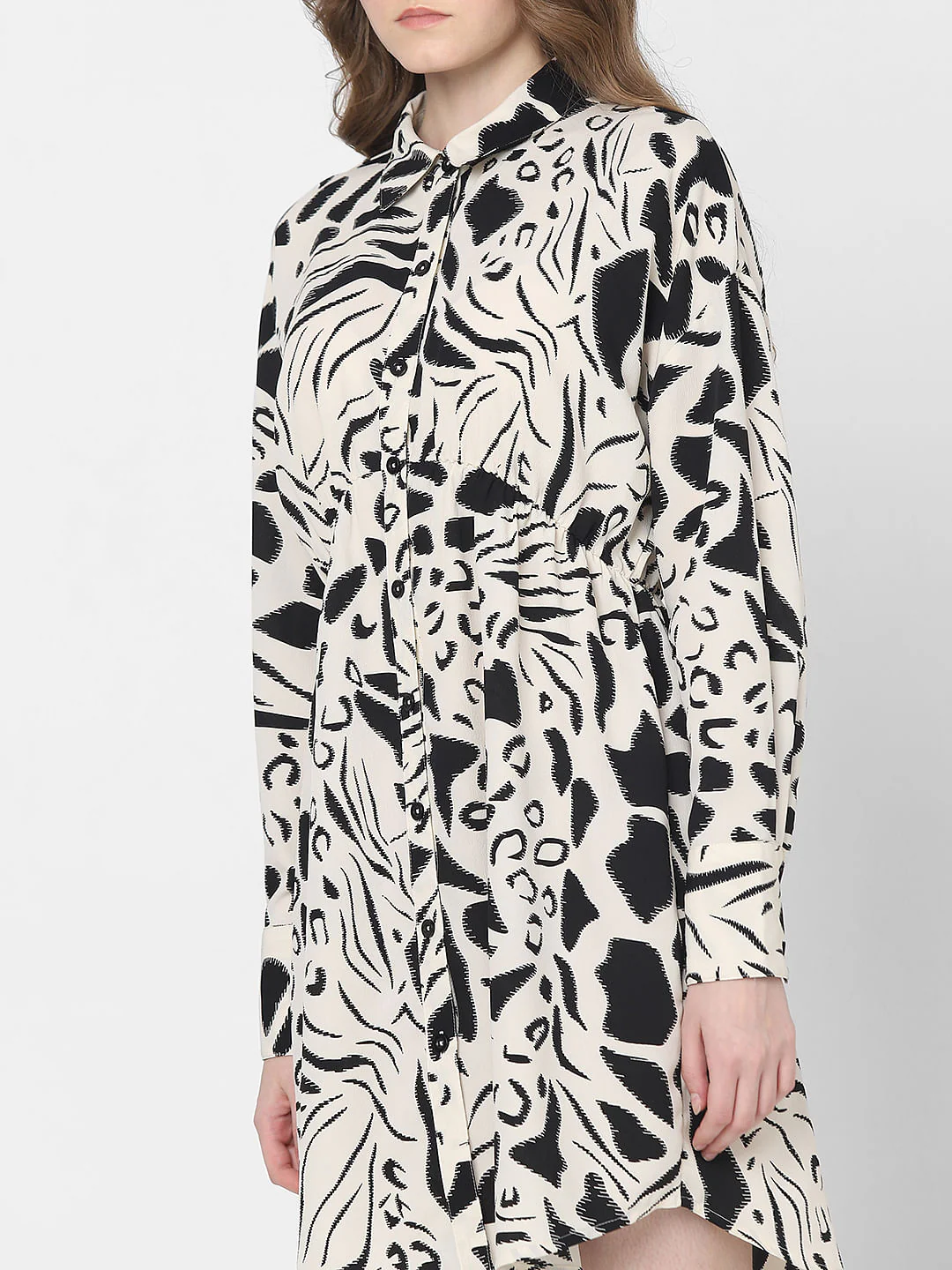 Black Abstract Print Shirt Dress - Image 6