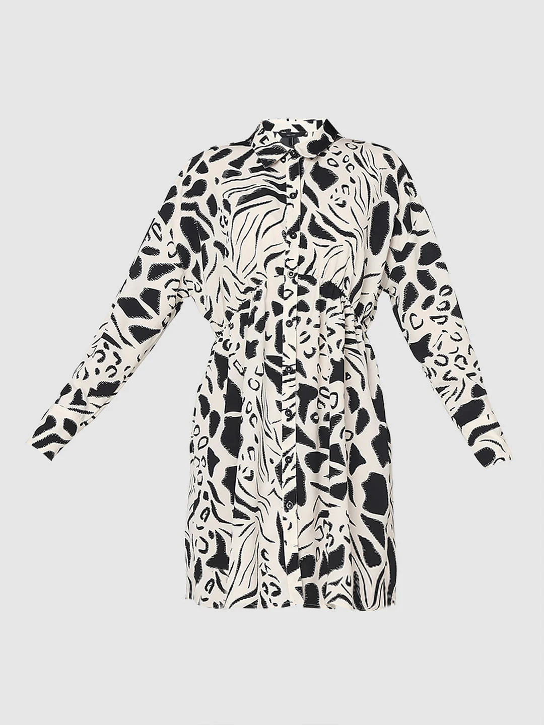Black Abstract Print Shirt Dress - Image 7