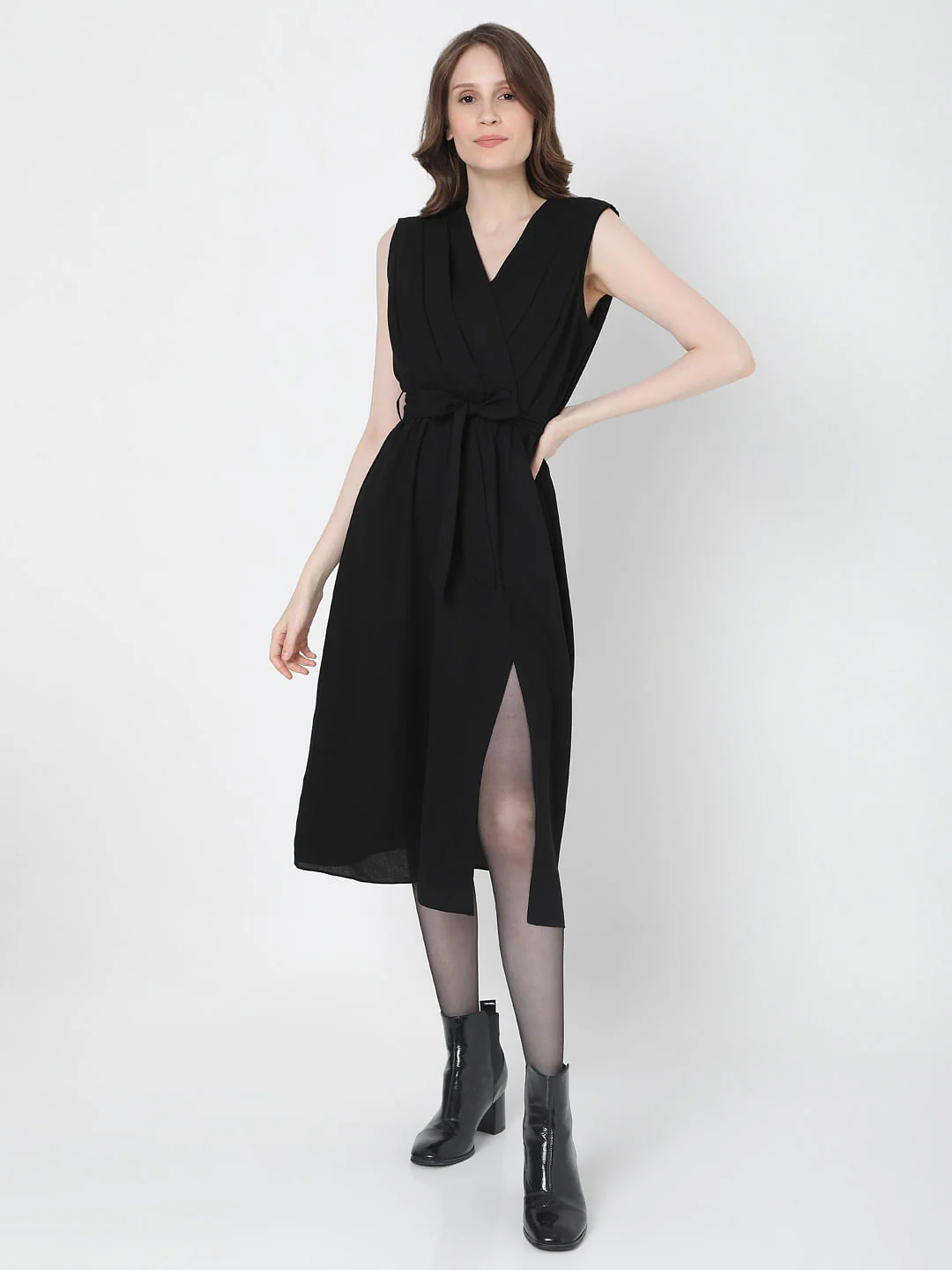 Black Sleeveless Midi Dress - Image 2