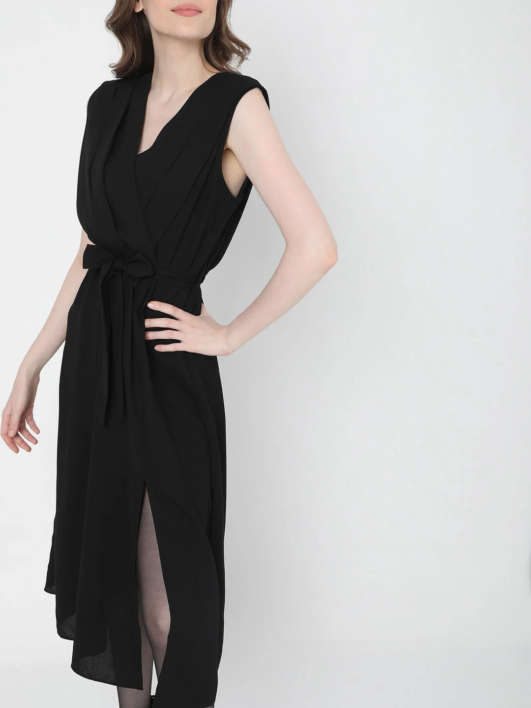 Black Sleeveless Midi Dress - Image 5