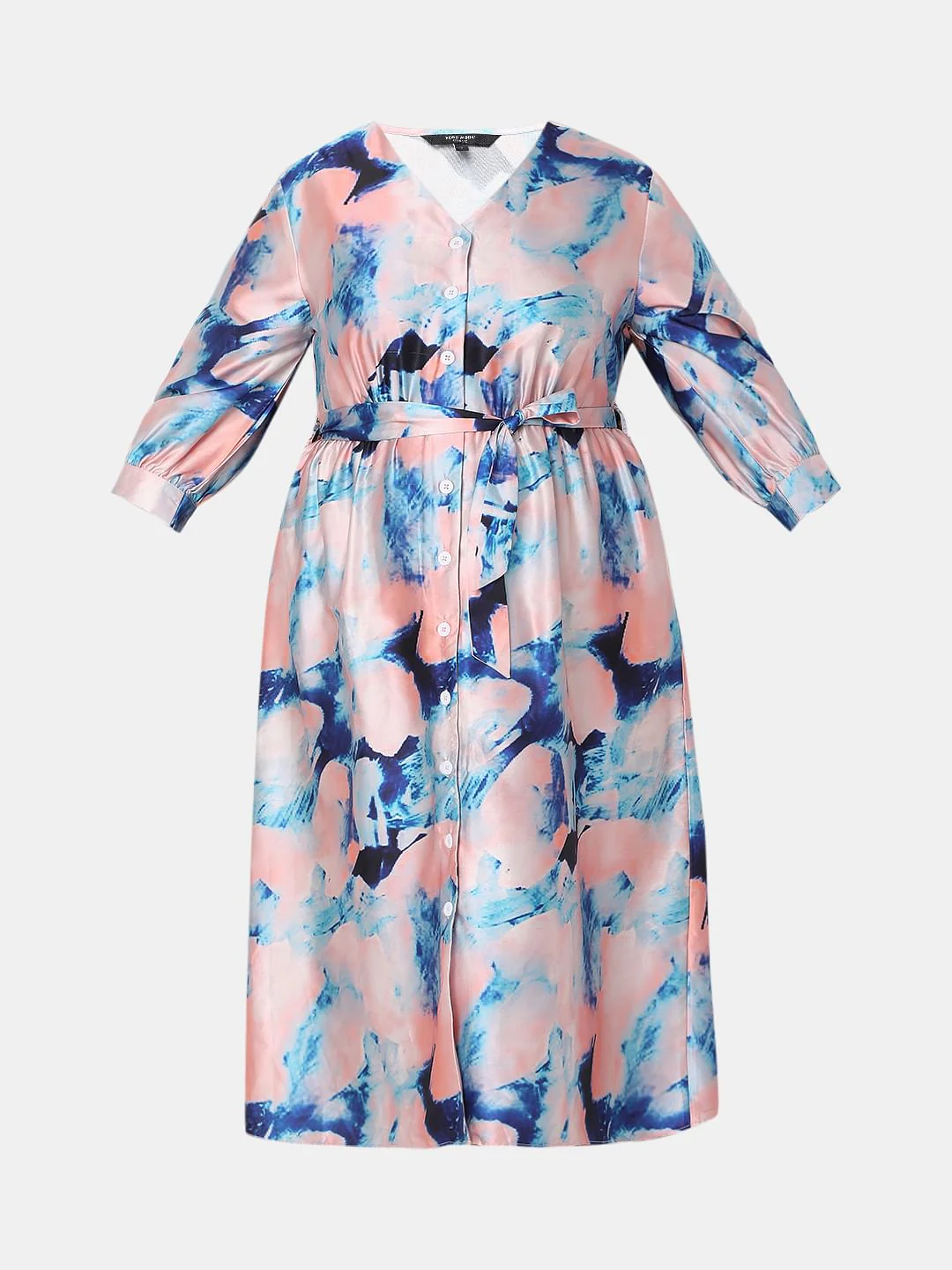 Curve Pink Marble Print Midi Dress - Image 6