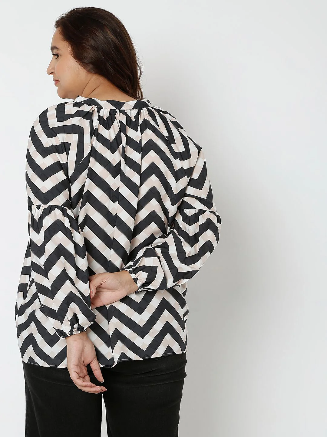 Curve Black Chevron Print Top - Image 4