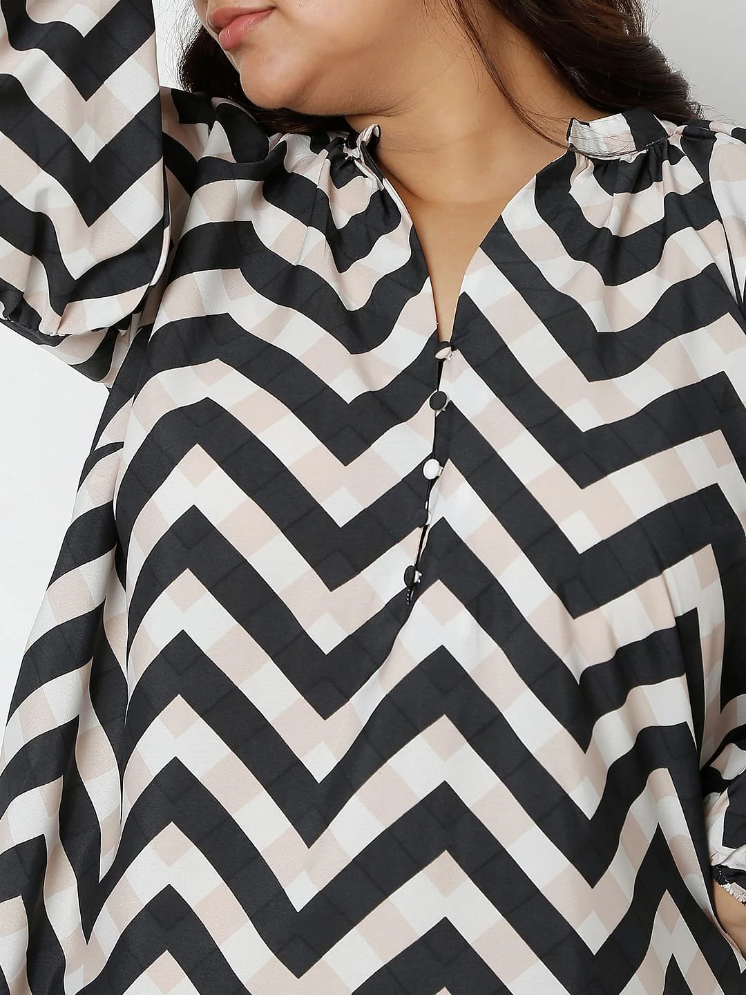Curve Black Chevron Print Top - Image 6