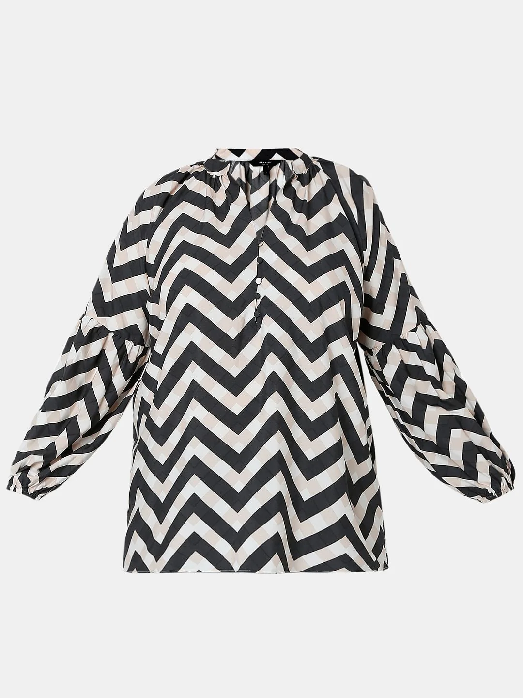Curve Black Chevron Print Top - Image 7
