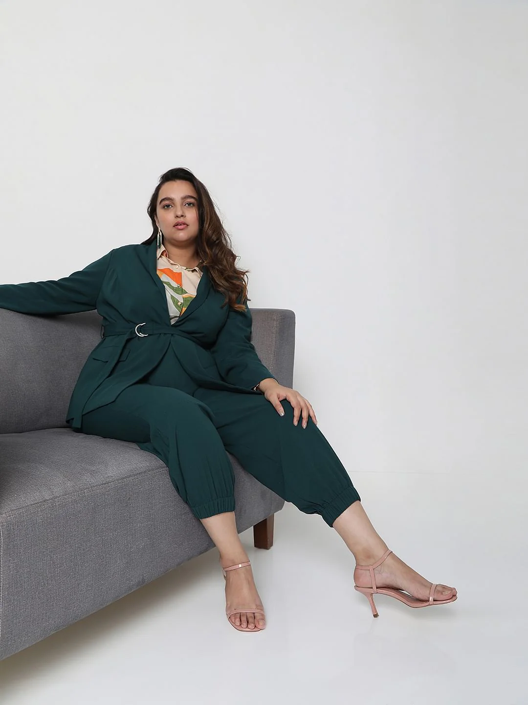 Curve Dark Green High Rise Co-Ord Set Pants