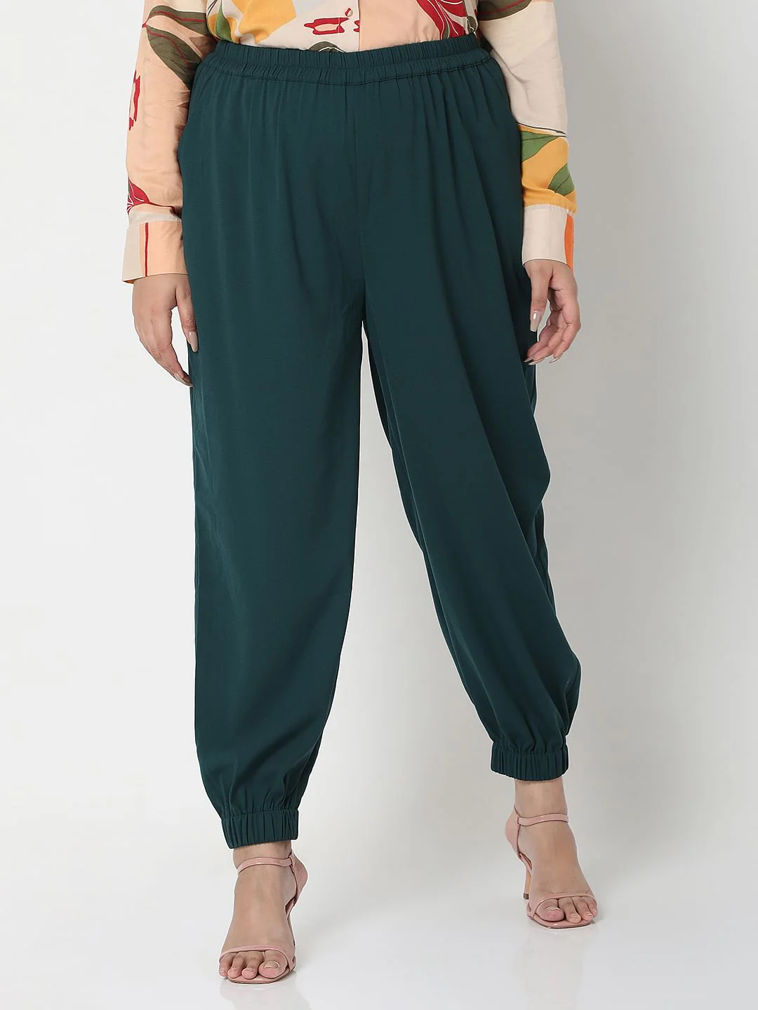 Curve Dark Green High Rise Co-Ord Set Pants - Image 2