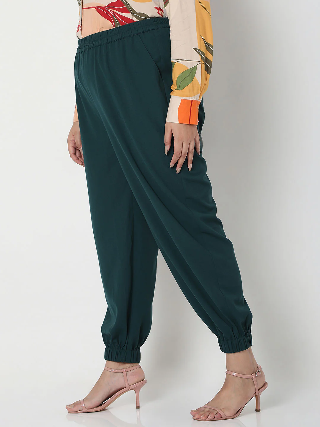 Curve Dark Green High Rise Co-Ord Set Pants - Image 3