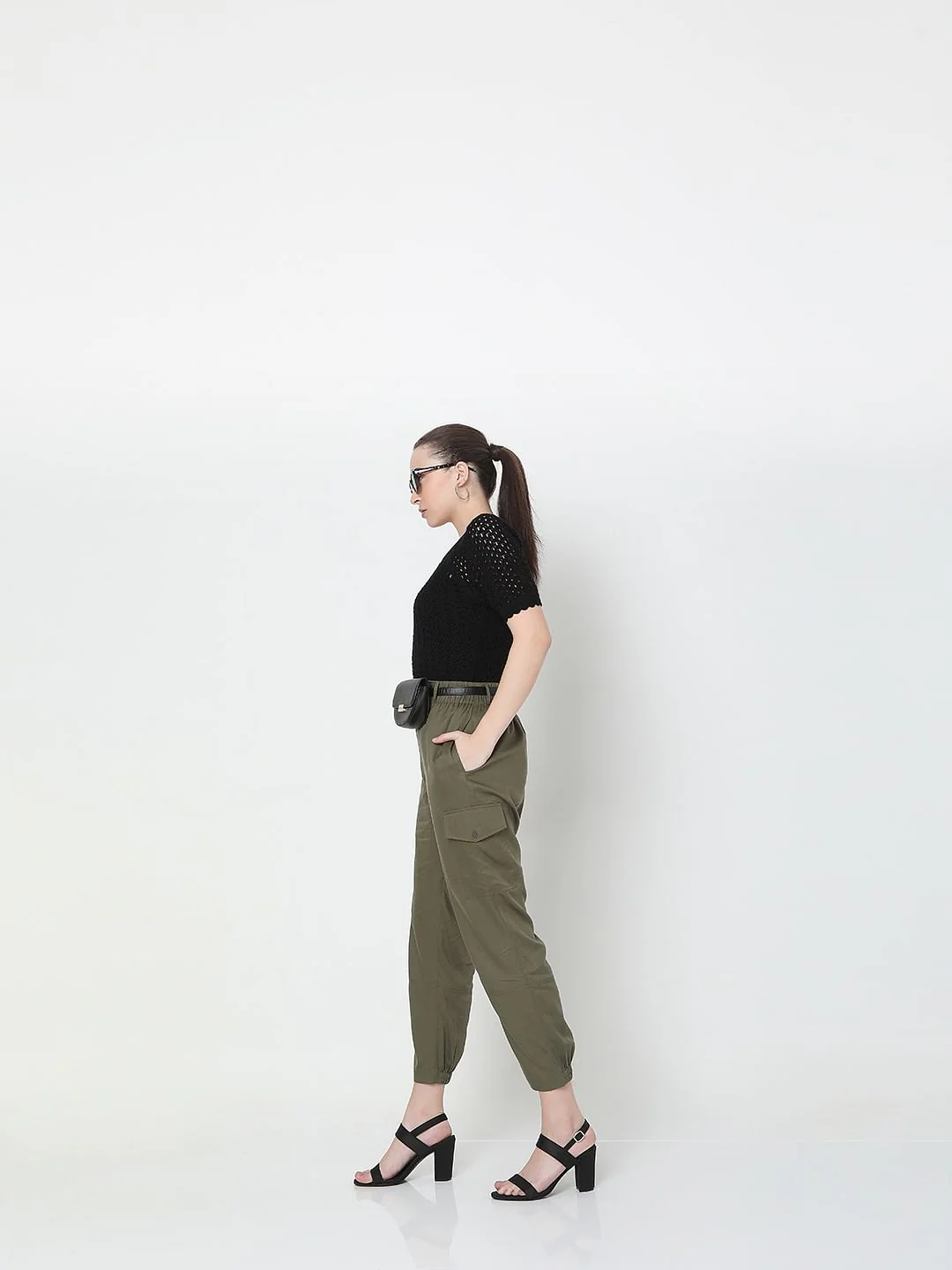 Green High Rise Utility Co-Ord Set Pants