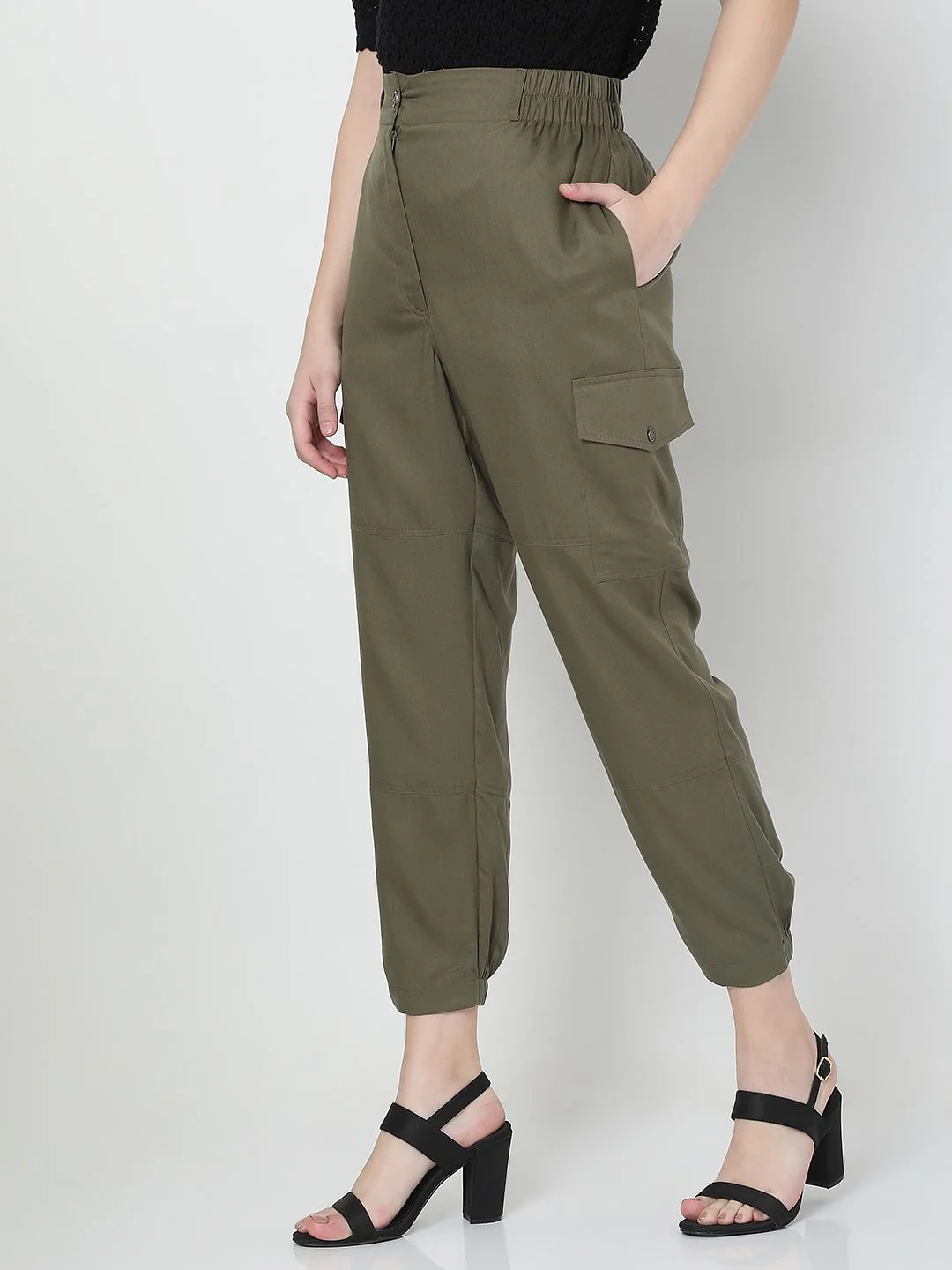 Green High Rise Utility Co-Ord Set Pants - Image 3
