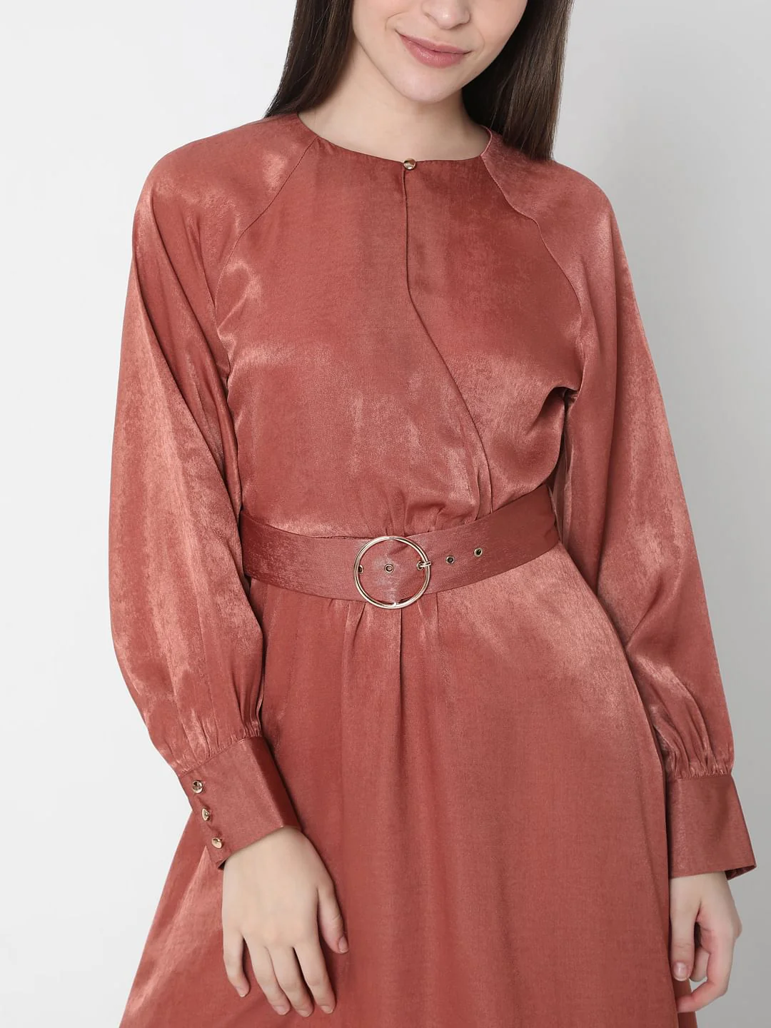 Maroon Asymmetric Midi Dress - Image 5