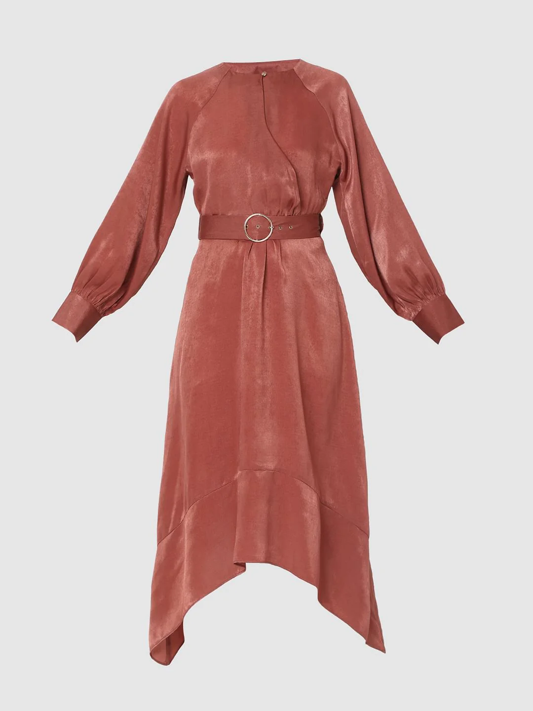 Maroon Asymmetric Midi Dress - Image 6