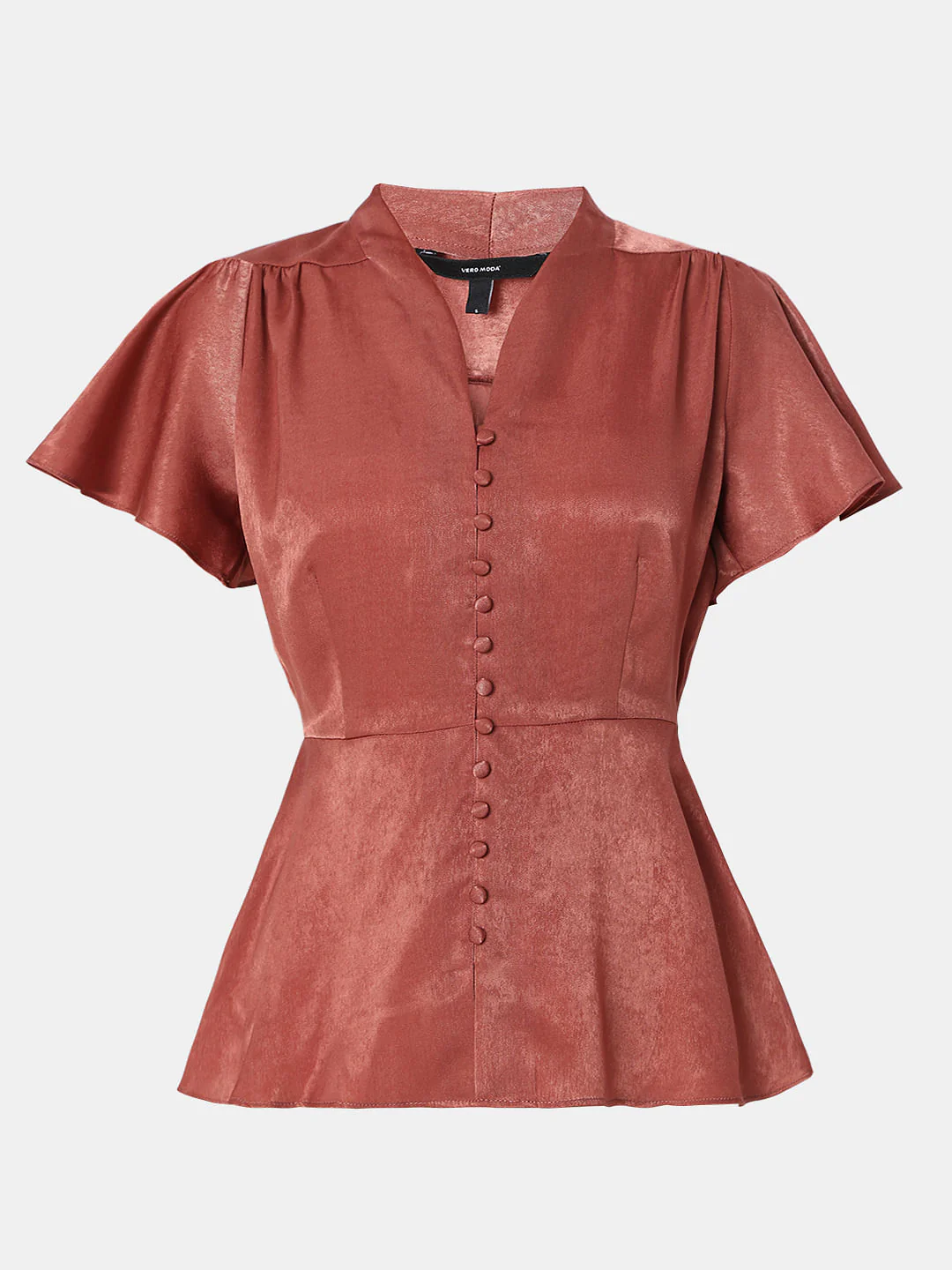 Red Satin Peplum Top - Image 7
