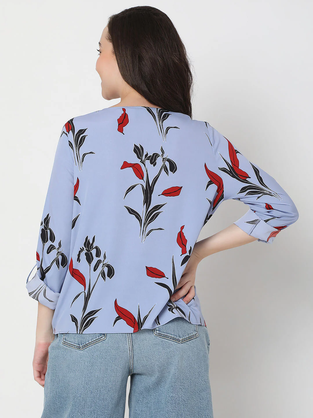 Blue Floral Print Top - Image 4