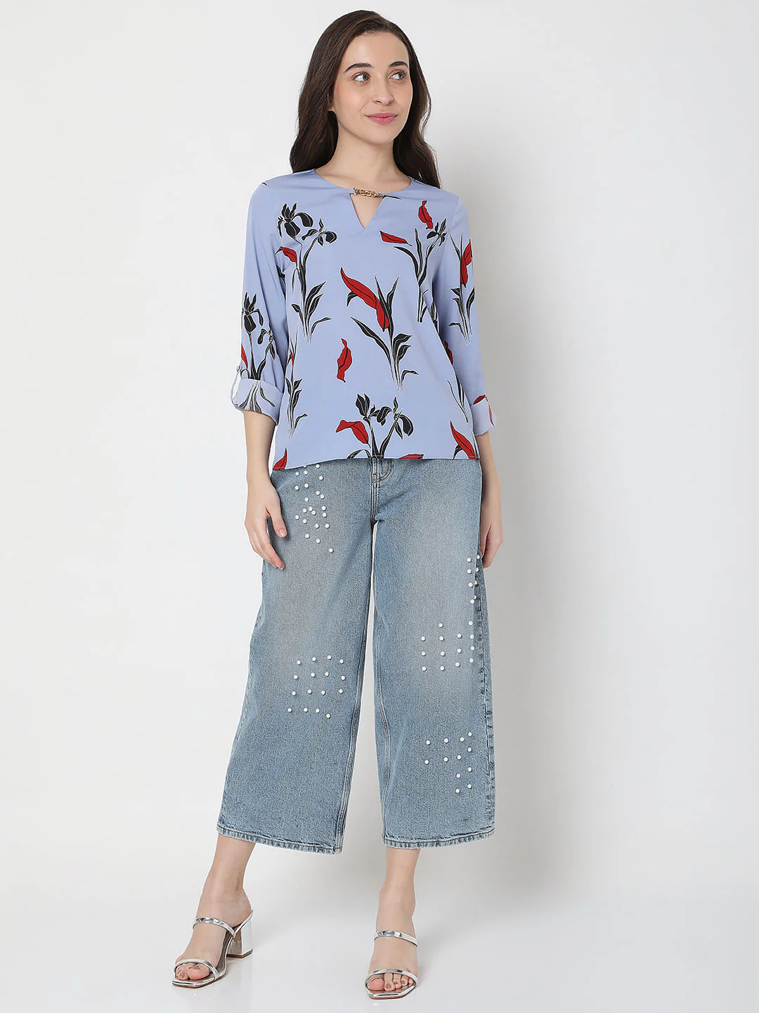 Blue Floral Print Top - Image 5