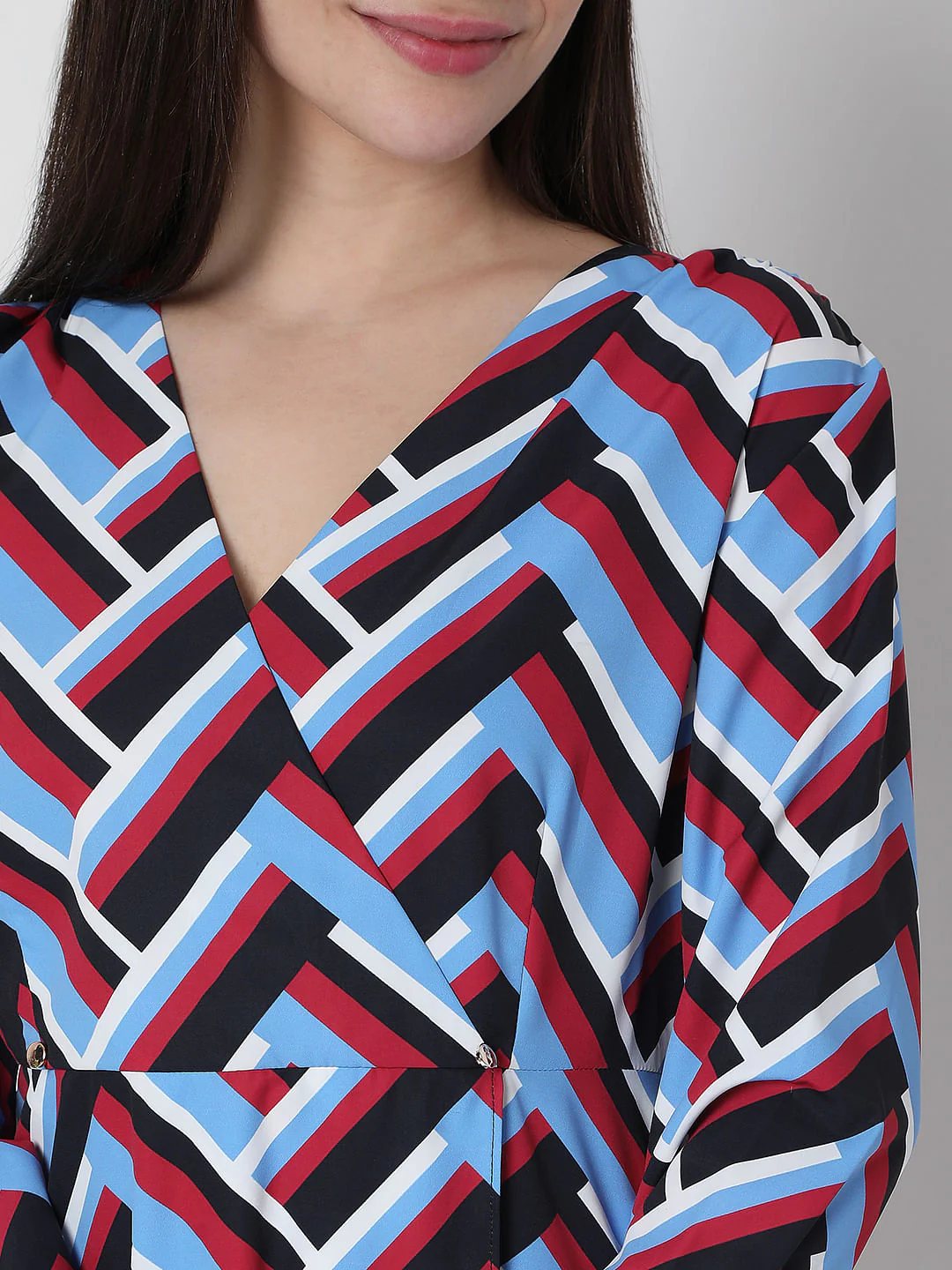 Blue Chevron Print Midi Dress - Image 5