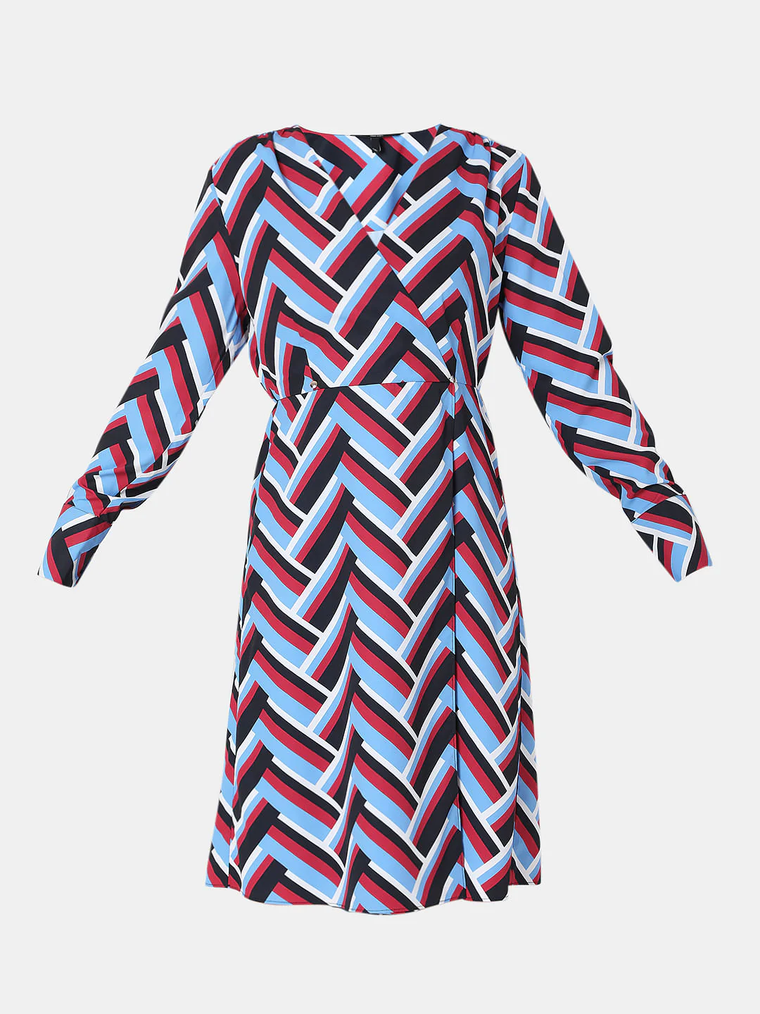 Blue Chevron Print Midi Dress - Image 6