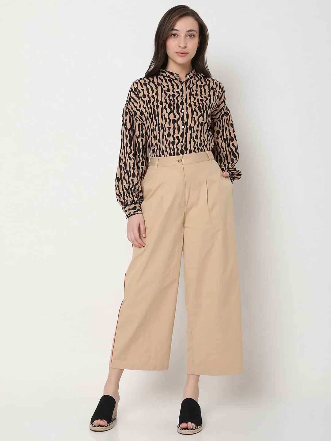 Brown High Rise Wide-Leg Pants - Image 6