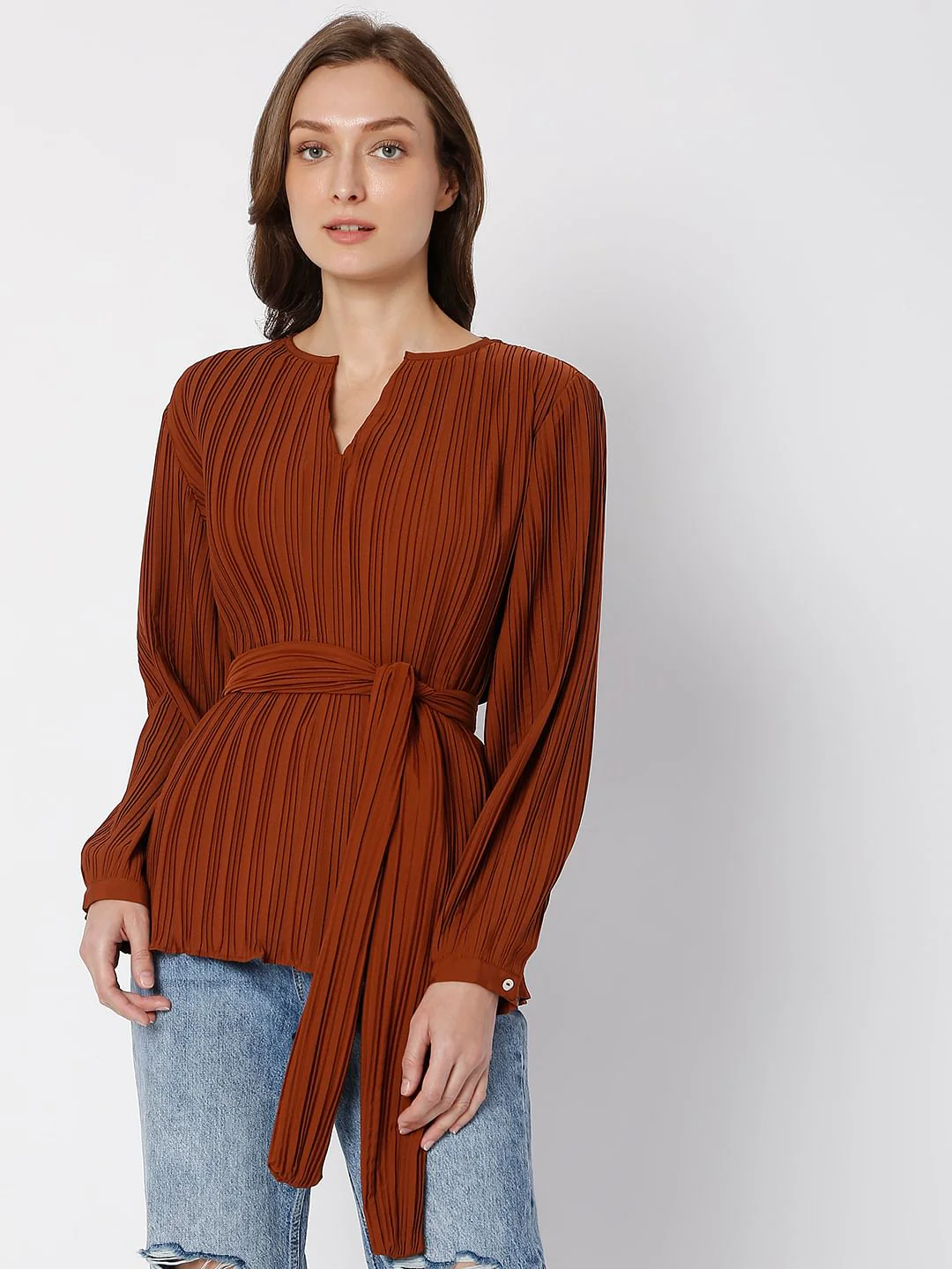 Brown Plisse Top - Image 2