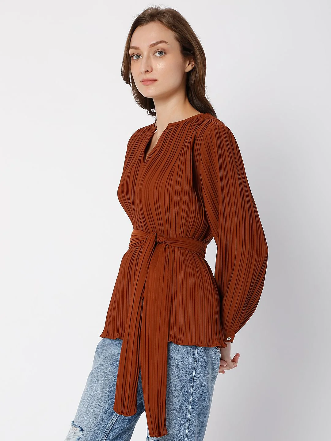Brown Plisse Top - Image 3