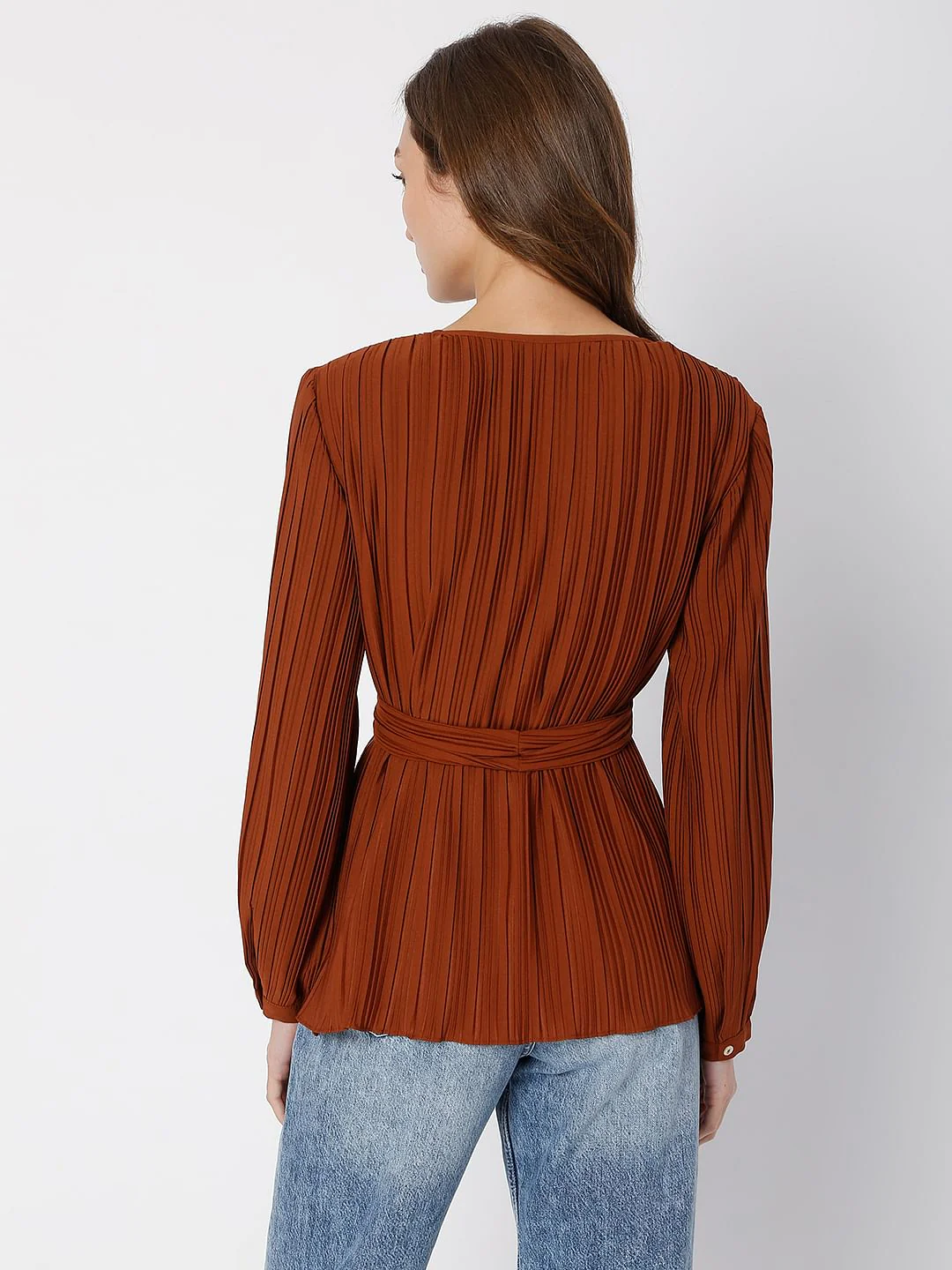 Brown Plisse Top - Image 4