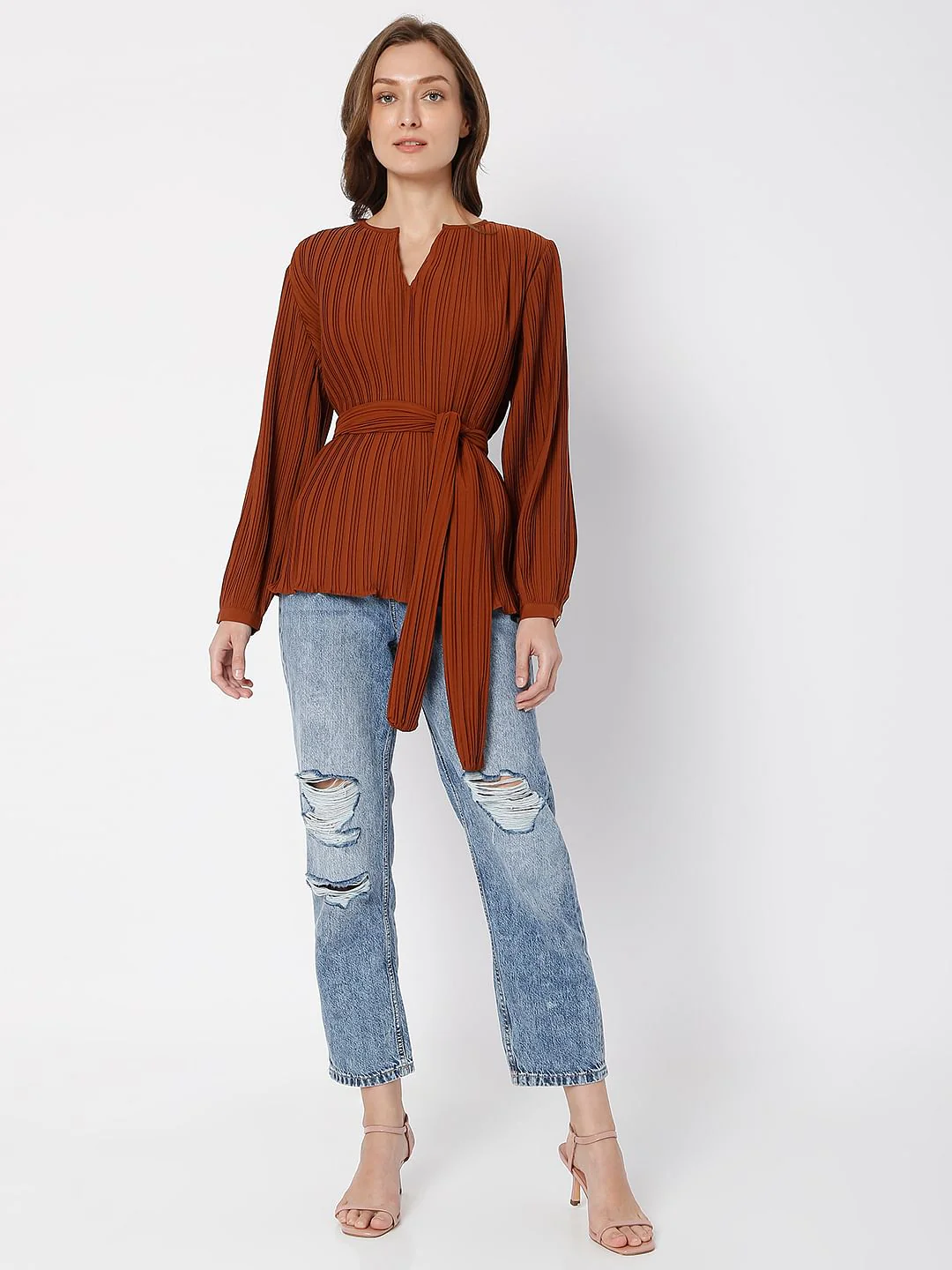 Brown Plisse Top - Image 5