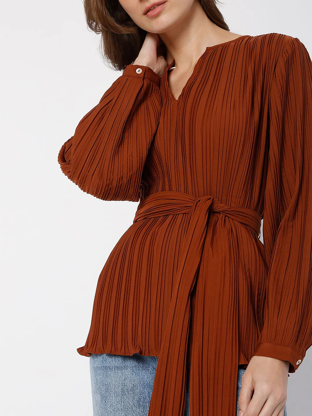 Brown Plisse Top - Image 6