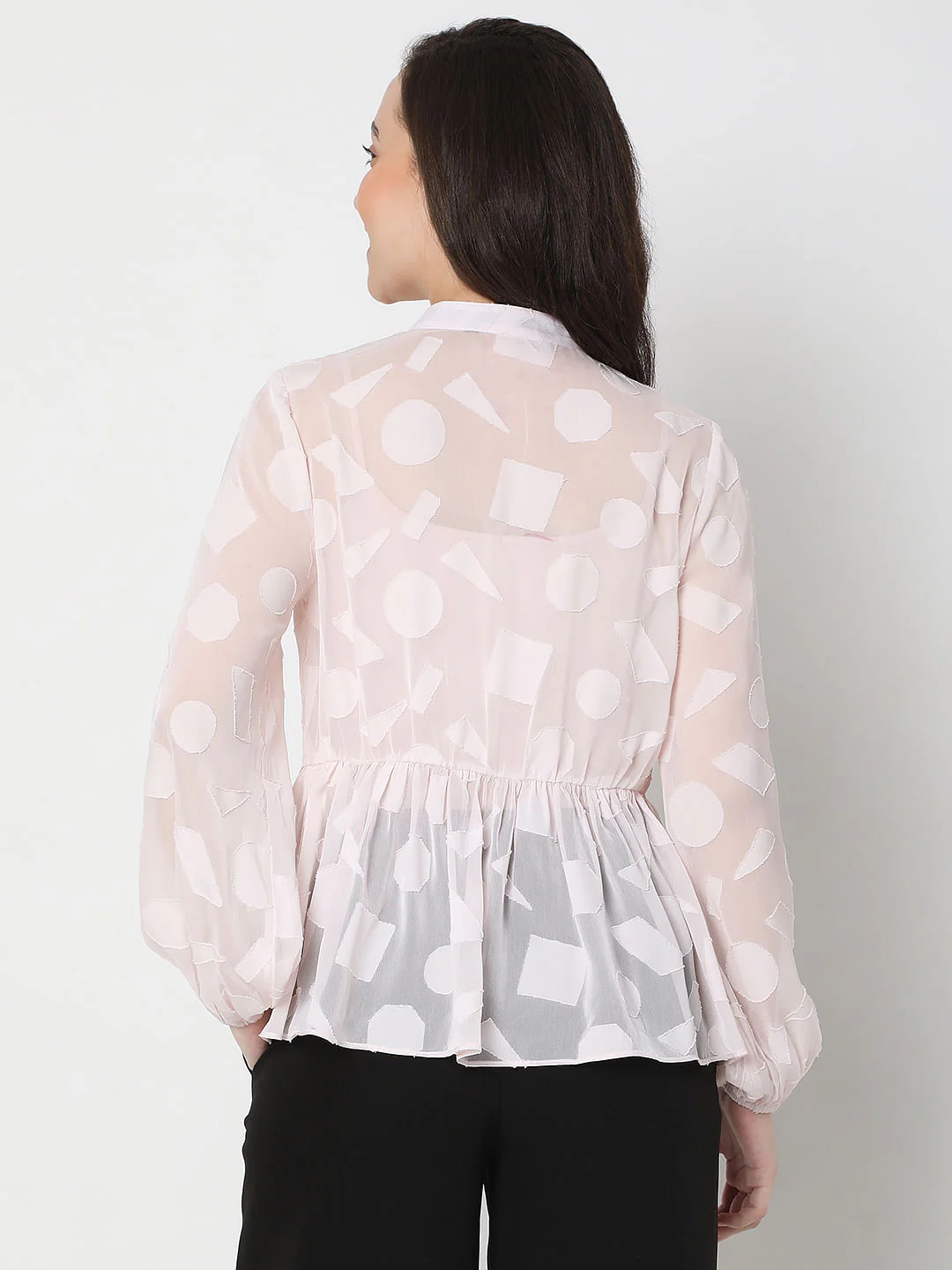 Light Pink Geometric Print Top - Image 4