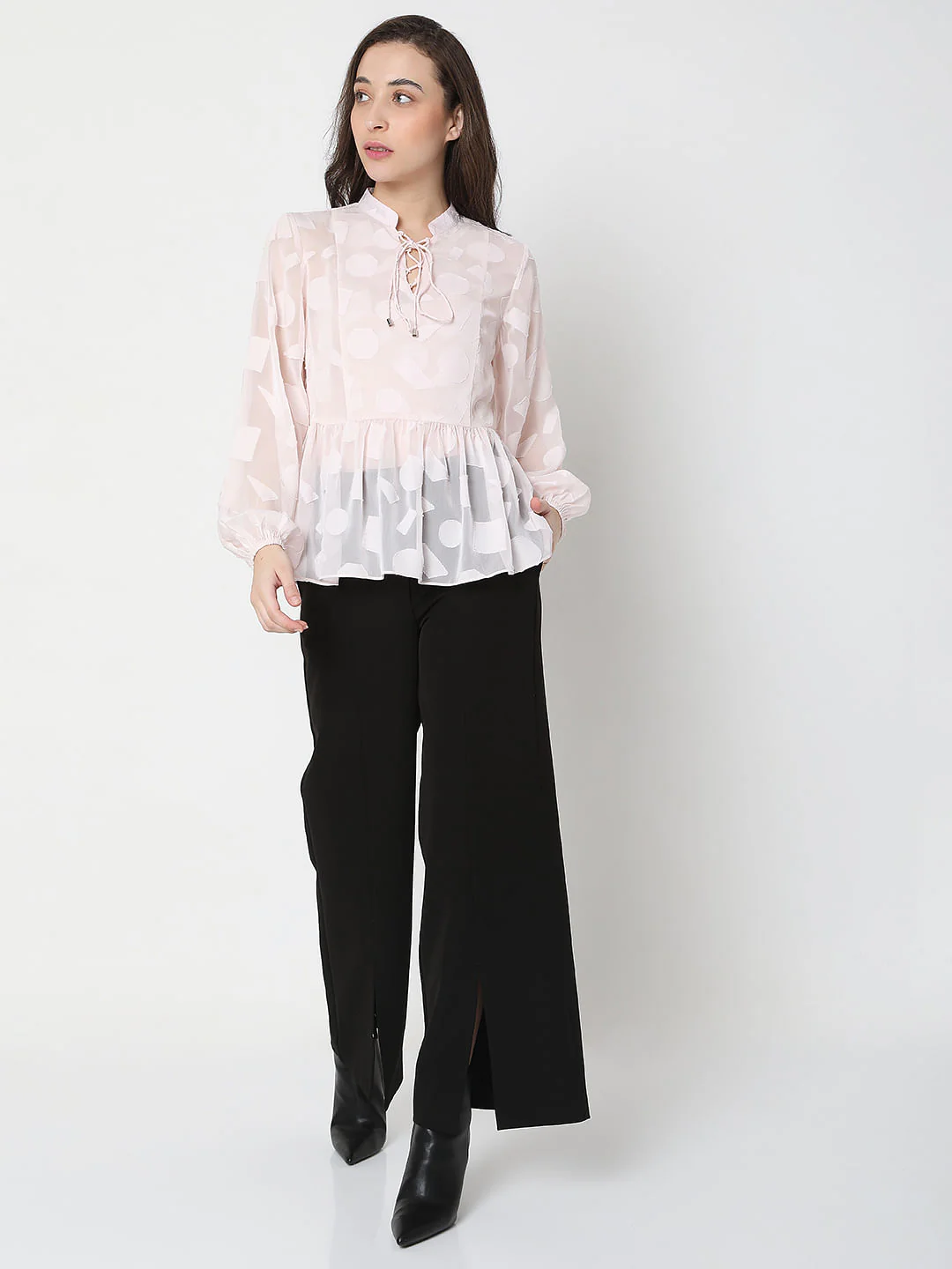 Light Pink Geometric Print Top - Image 5