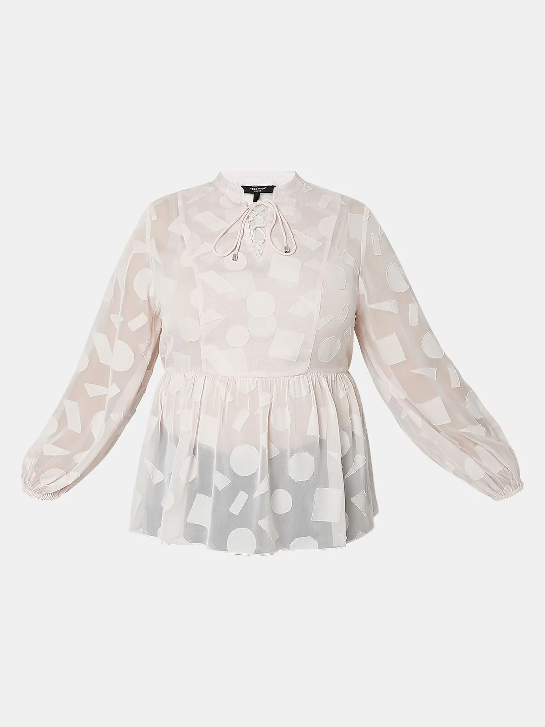 Curve Light Pink Printed Jacquard Top - Image 7