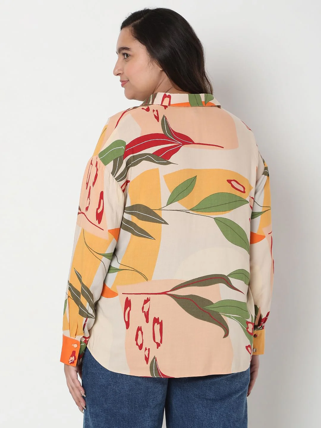 Curve Brown Printed Co-Ord Set Shirt - Image 4