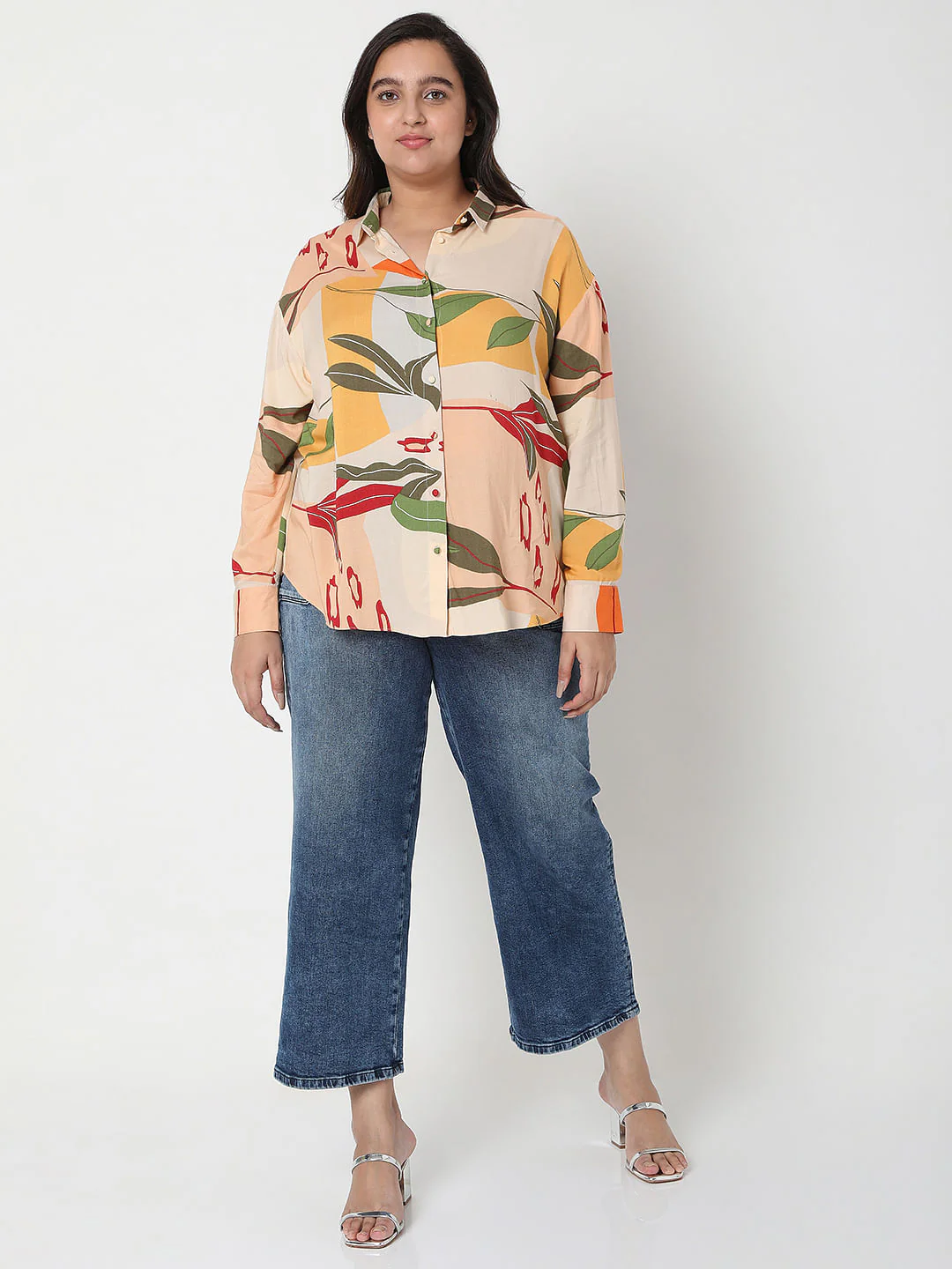 Curve Brown Printed Co-Ord Set Shirt - Image 5
