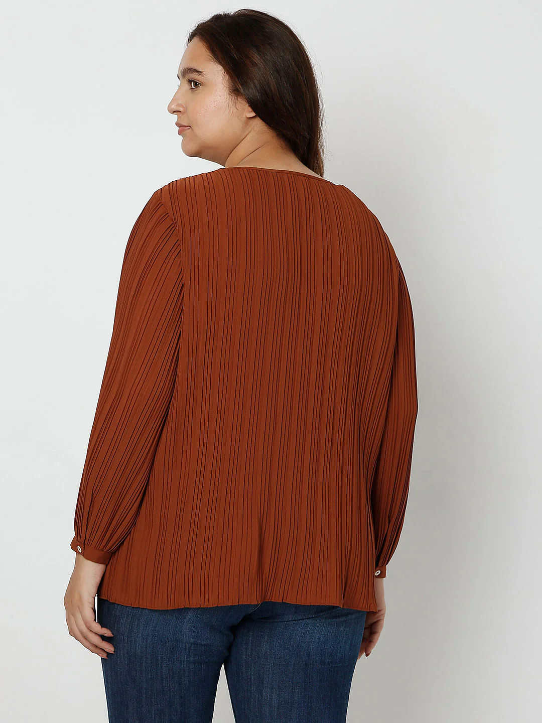 Curve Brown Pleated Top - Image 4