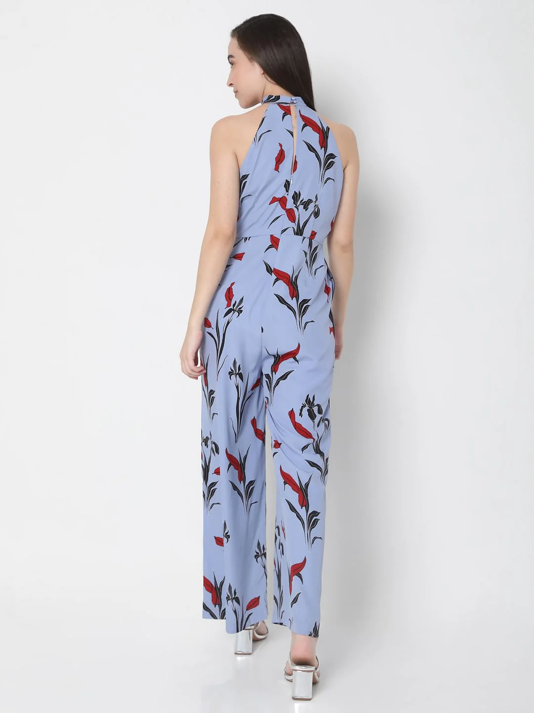 Blue Floral Print Jumpsuit - Image 4