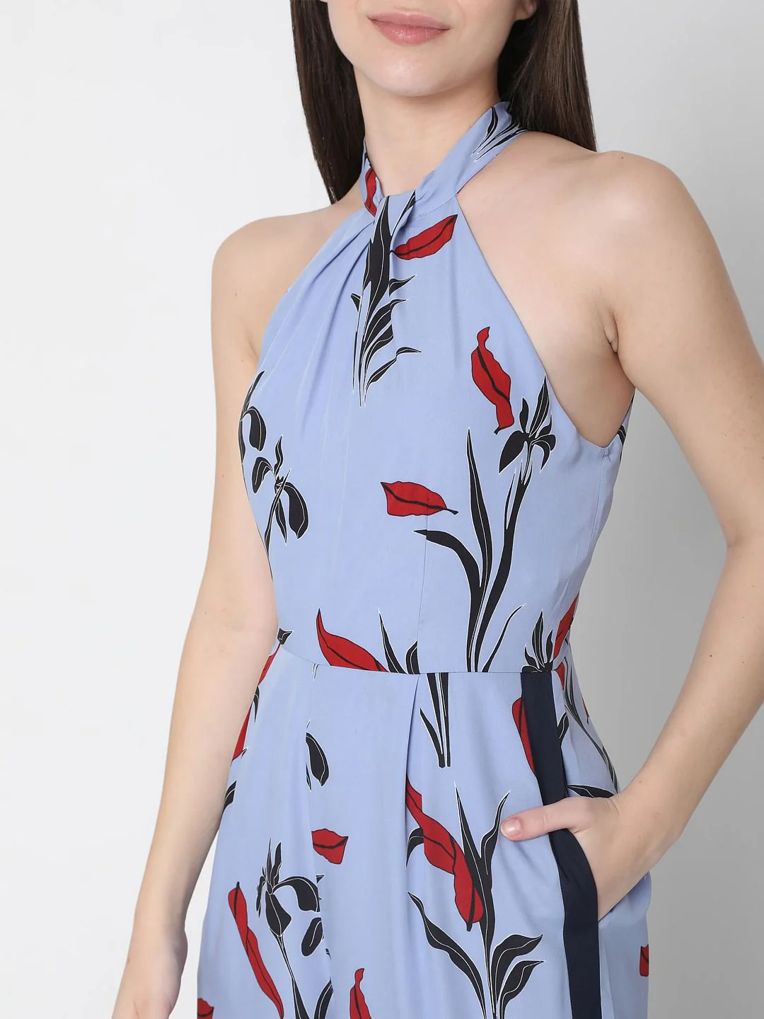Blue Floral Print Jumpsuit - Image 5