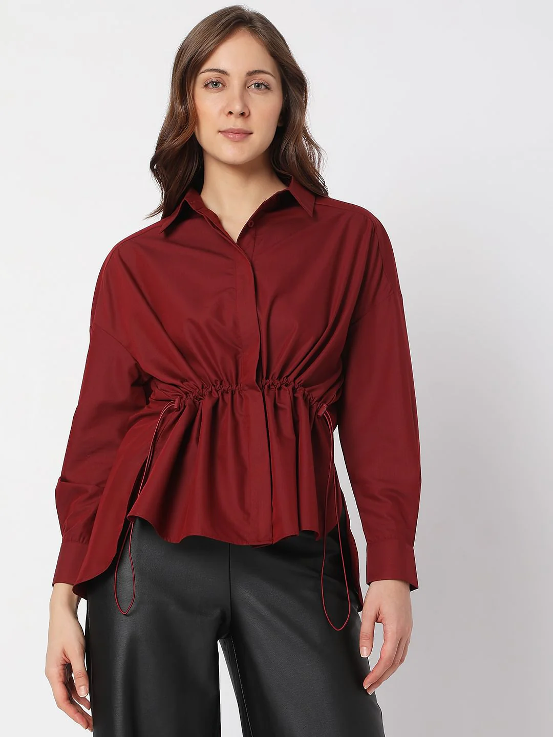 Dark Red High-Low Shirt - Image 2