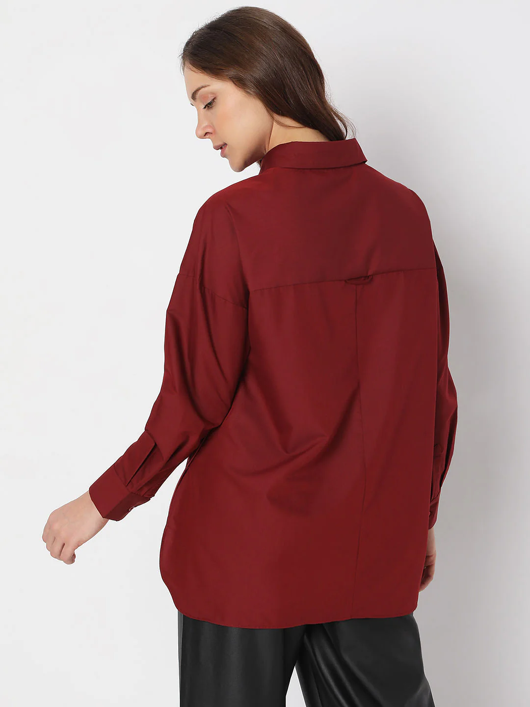 Dark Red High-Low Shirt - Image 4