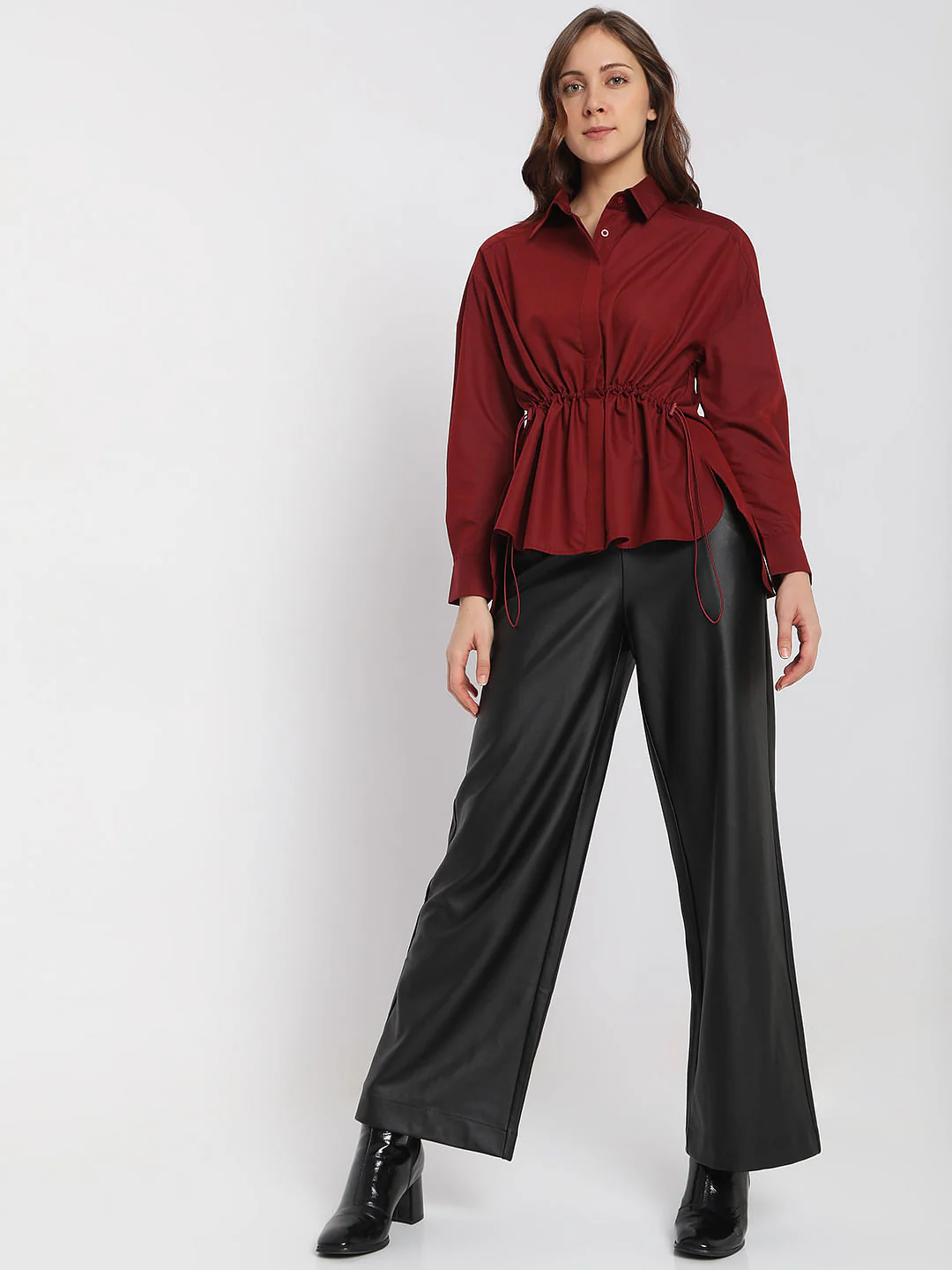 Dark Red High-Low Shirt - Image 5