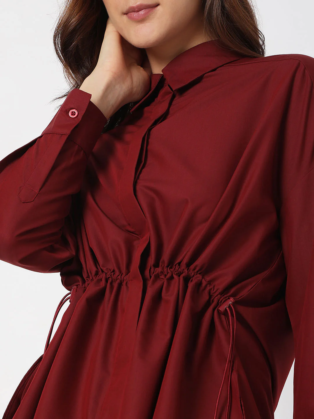 Dark Red High-Low Shirt - Image 6